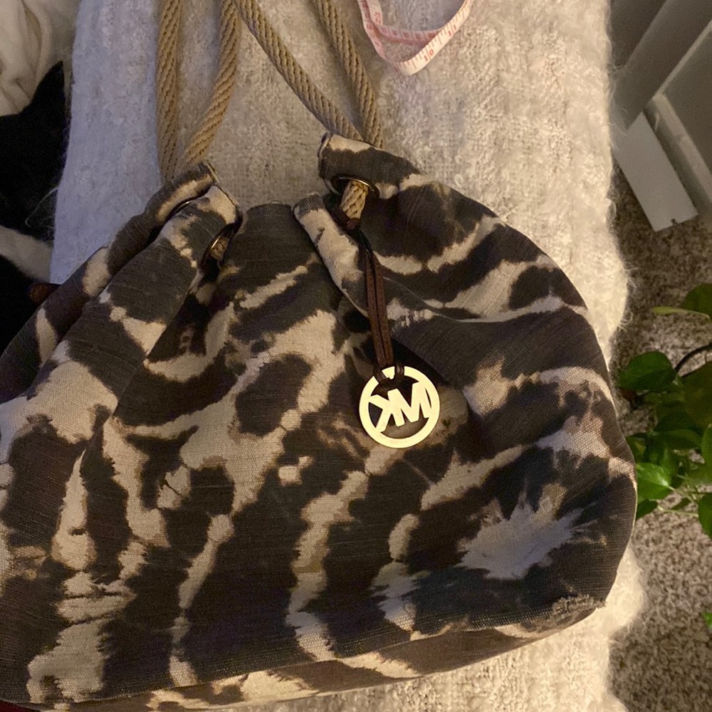 Michael Kors two-tone tan and brown tie dye hobo bag